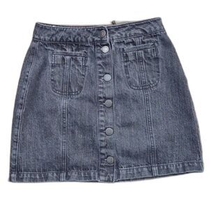 Vanilla Star Black Denim Button Front Mini Skirt Size 0